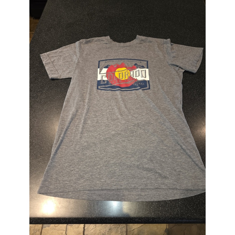 Colorado Beer Trail T-Shirt Men's Large Gray Short Sleeve Graphic Mountain Logo